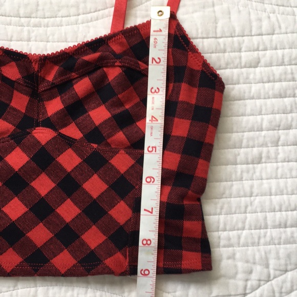 Free People Bustier Plaid Crop Top Black Red XS - Picture 9 of 12